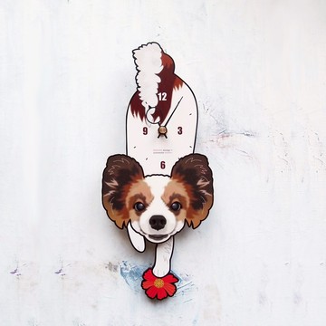 D-115 蝴蝶犬 - 動物造型鐘擺鐘