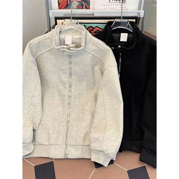 美式街頭潮牌立領開衫毛呢夾克男秋冬季寬松cleanfit百搭休閑外套