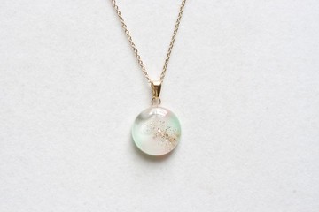 樹脂藝術 圓形墜飾・眠花