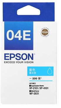 【Ｅ平台】 EPSON㊣原廠墨水匣C13T04E250 藍色墨水匣/C13T04E350紅色墨水匣/C13T04E450黃色墨水匣  04E 黑色墨水夾單顆  適用EPSON 適用型號:XP-2101/XP2101/XP-4101/XP4101/WF2831 墨水匣