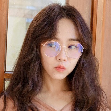 妳的名字極輕多邊美顏防藍光造型平光鏡可配近視鏡【G1939】-玫金邊框