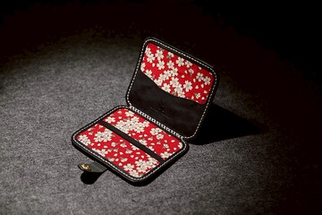 【切線派】纯手工真皮口罩收纳夹/口罩暂放袋 夜の桜