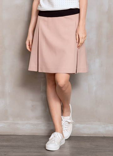 知性柔甜腰飾學院褶裙