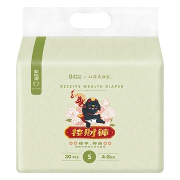 pureBaby 波比 植萃抑菌接財褲 黏貼型 4~8kg  S  30片