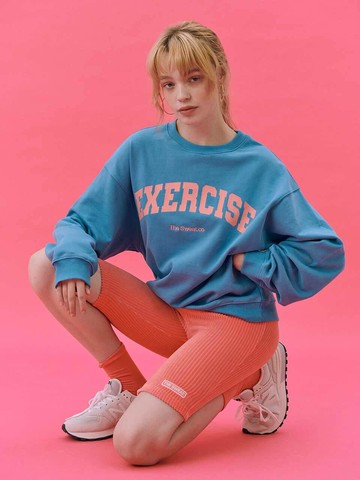Exercise Round neck Sweatshirt (TEAL BLUE)