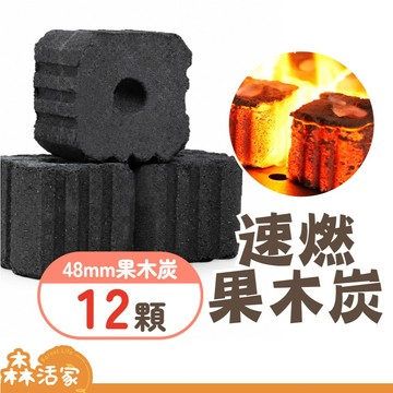 🔥24HR出貨🔥無煙 速燃果木炭｜48mm 12入 1盒｜快速點燃｜木炭×烤肉×可當火種×火種×生火×中秋節×露營