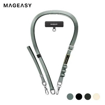 黑色 MAGEASY 2-in-1 Utility Strap 二合一 多功能掛孔 可調式背帶吊繩 手腕手機掛繩/掛繩夾片組