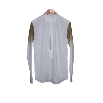 Neil Barrett 經典百搭 干凈設計白金漸變色小方領白色襯衫 IT39