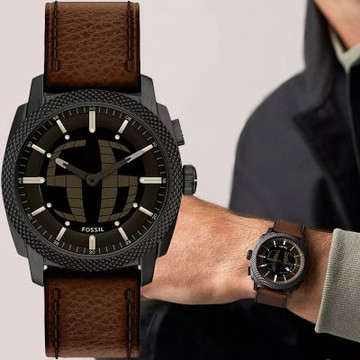 FOSSIL Machine Big Tic 限量復刻 雙顯示數位跳秒手錶 七夕浪漫購 送禮首選-咖啡/41mm FS6165