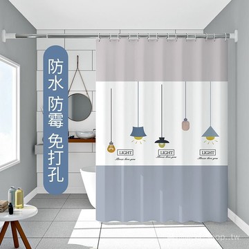 🎇可開發票✨衛生間浴簾防水防黴浴簾佈簡約浴室簾浴簾套裝免打孔隔斷簾窗簾子#免運