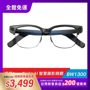 【人因科技】BW1300 人因淩視Aero Sight Ai智慧錄影半框眼鏡