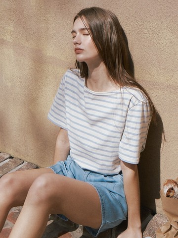 Half Sleeve Stripe T-shirt _4 Colors