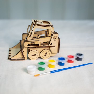 【趣味手作】木質工程車 鏟土機 可手繪著色 兒童禮物 聖誕禮物