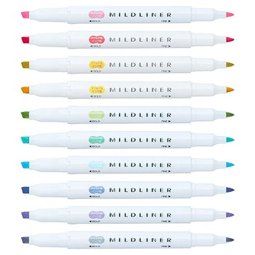 ZEBRA MILDLINER 雙頭柔性螢光筆 10色組  1組  綜合色