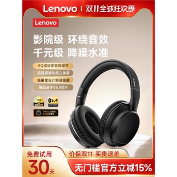 聯想TH11頭戴式藍牙耳機無線降噪帶麥有線電腦2025新款電競游戲