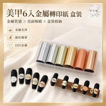 【美甲6入金屬轉印紙 盒裝】美甲轉印貼 霧面啞光 台灣現貨 美甲DIY 美甲飾品裝飾 復古高級感 金屬美甲 美甲裝飾