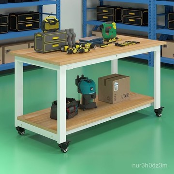 免運 開立發票 爆款 工廠工作臺 可移動桌子雙層帶輪手推車車間維修桌打包測試臺週轉車特惠/快速出貨M0925