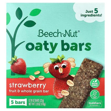 Beech-Nut, Naturals，水果燕麥棒，12 個月以上，草莓味，5 根，每根 0.78 盎司（22 克）