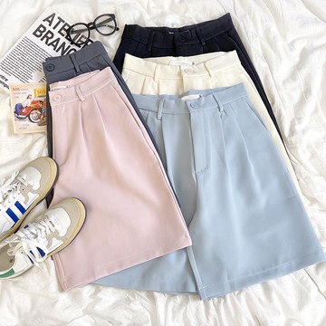 現貨 ⓇⒺⓃⒶ｜溫柔ins風💗｜五分小西裝褲_現貨/高腰/休閒/腰部鬆緊/短褲/ins風/西裝短褲【R20074】