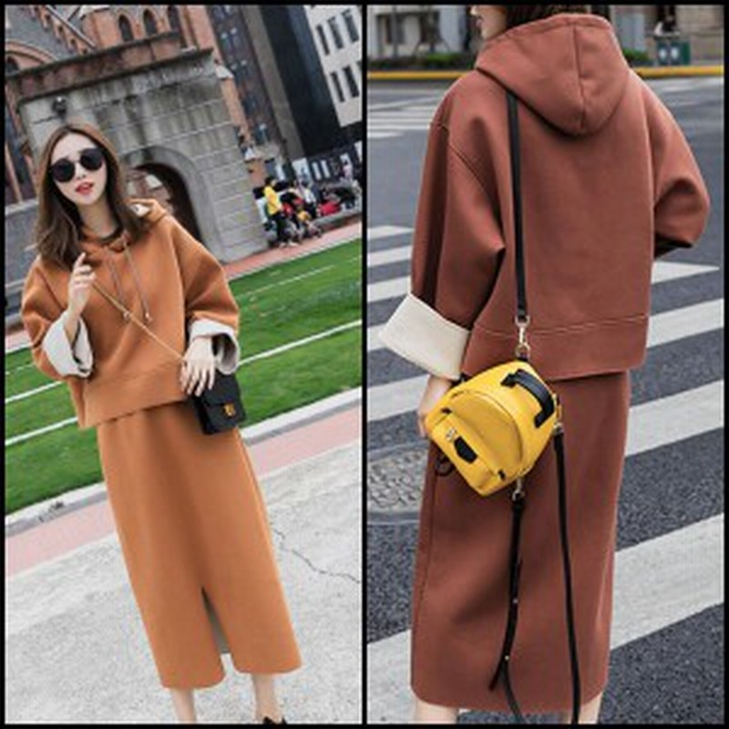 スウェット セットアップ スカート 韓国 ファッション 秋服 レディース ブラウン パーカー スカート スウェット 上下セット オーバーサイ 通販 Lineポイント最大1 0 Get Lineショッピング