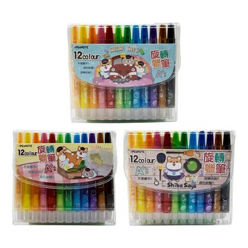筆樂 PENROTE 柴語錄 12色短桿旋轉蠟筆 款式隨機出貨 12盒 /組 DPG5814【APP滿額下單10%點數(單一帳號最高5000點)】1/31止