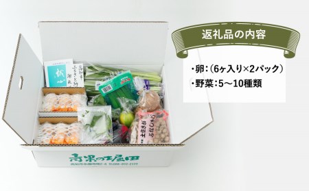 産みたて土佐ジロー卵（６ヶ入り×2パック）と高知の季節野菜セット