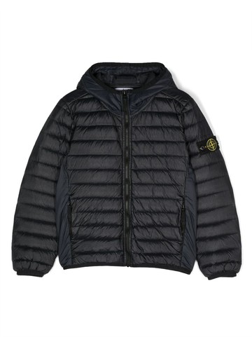 STONE ISLAND JUNIOR logo badge-detailed nylon down jacket Boy