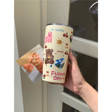 多巴胺水杯2024新款女生保溫杯大容量學生不銹鋼吸管杯子咖啡杯