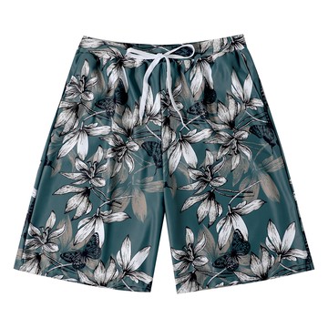 愛北鼻 情侶泳衣 男生泳褲 情侶泳裝 XL碼  1入  綠色碎花