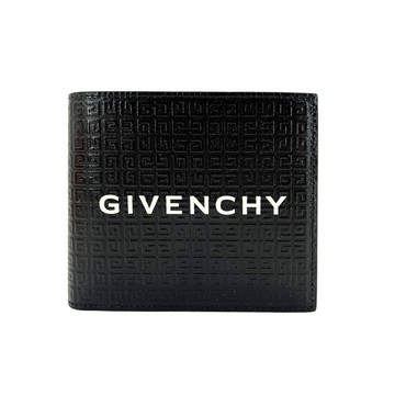 GIVENCHY 品牌印字壓紋對折八卡短夾（黑） _廠商直送
