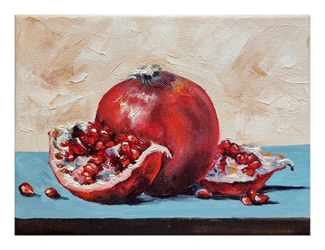 石榴 Pomegranate, 家居裝飾畫 Fruits Painting, Original Art, Hand-Paint Painting Painting 掛畫 靜物