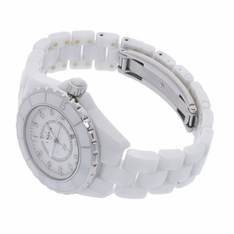 CHANEL シャネル J12 33mm 12Pダイヤ H1628 レディース 白セラミック  