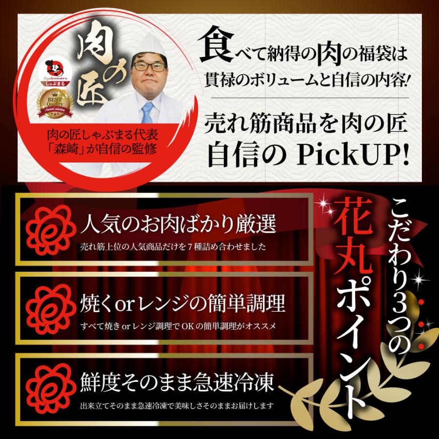 2024 肉の福袋 ブロンズ メガ盛り 総重量2.25kg（7種 食べ比べ) 牛肉 焼肉セット 焼肉 ソーセージ ハンバーグ