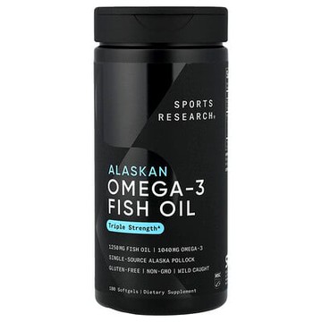 Sports Research, 阿拉斯加 Omega-3 魚油，三倍功效，180 粒軟膠囊