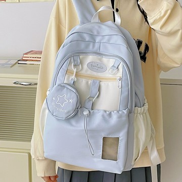 特價💡學院初中生書包日係高中學生撞色大容量雙肩包 可愛小清新少女背包背包  後背包 雙肩包 書包 輕量化背包 HVYU