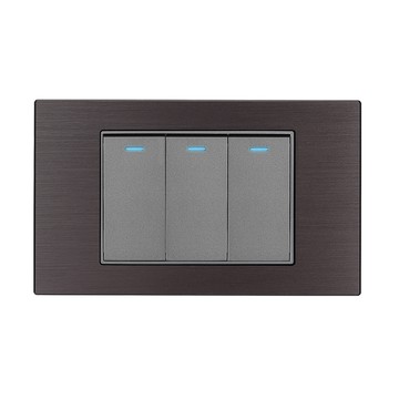 【易智快充】三開LED冷光開關面板 金屬古銅
