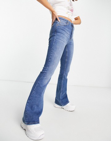 Topshop flarec jeans in mid wash blue - MBLUE