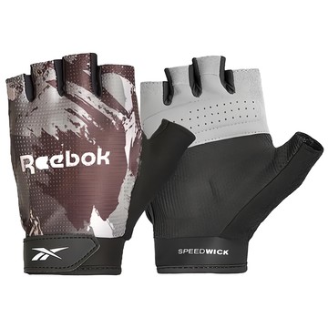 Reebok 速乾透氣健身手套 通風氣孔+拇指毛巾 手腕魔鬼氈固定 掌心絨面材質  M(14 x 8.5 x 2.5cm)  迷彩灰  1雙