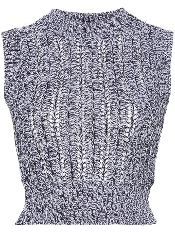 Peserico - sequined cropped knitted top - women - Cotton/Polyester - 44 - Blue