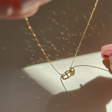 《現貨》眉兒銀飾 925純銀 經典 豬鼻子項鍊 純銀項鍊 女生項鍊 銀項鍊 鎖骨鍊