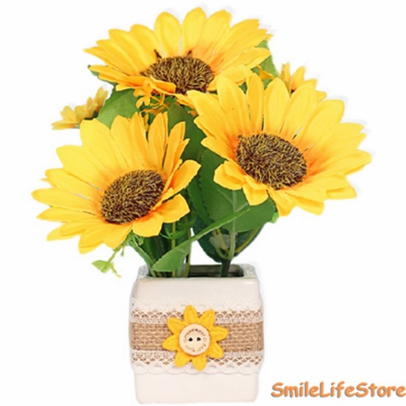 ひまわり 造花 向日葵 田園風 セラミック花瓶付き ミニ 小さい 枯れない花 花束 観葉植物 ブーケ 鉢植え 盆栽 インテリア 室内 部屋 通販 Lineポイント最大0 5 Get Lineショッピング
