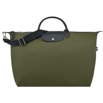 LONGCHAMP LE PLIAGE ENERGY系列再生尼龍短把手提/斜背兩用旅行袋(小/卡其綠)