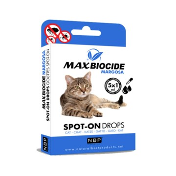 西班牙NBP新型貓用苦楝精油驅蝨滴劑 1ml x 5劑入 (44-3116) x 2入組(買二件送寵物玩具1個隨機)