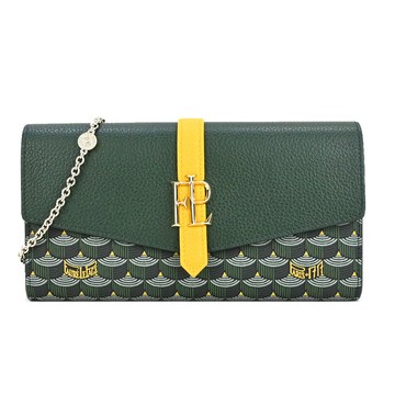 Faure Le Page Knight 經典logo拼接WOC鍊帶長夾/斜背包-綠黃