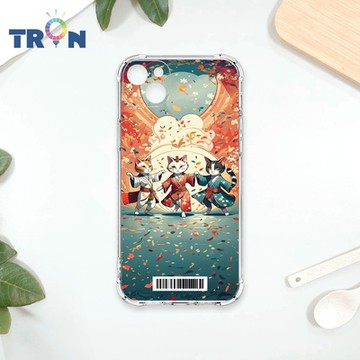 TRON IPhone 14 PLUS 穿著和服跳舞的三隻花貓咪系列 四角防摔載具殼 軟殼 手機殼