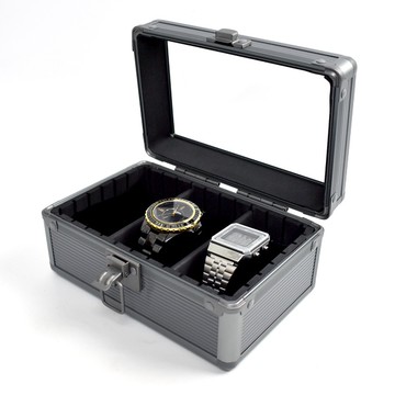 手錶盒 金屬感灰色鋁盒(三支裝)【NAWA115】