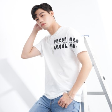 鮮明個性LOGO印花TEE(白色)-男