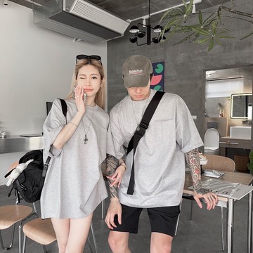 【AMERO】男女款 短袖圓領寬大Ｔ恤 口袋 素面 情侶裝