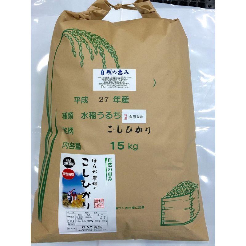 令和4年産 新米 自然農法米 こしひかり 「自然の恵み」 食用玄米 15kg