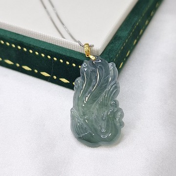 危料 冰藍 鳳凰 18K金 吊墜 | 天然A貨翡翠